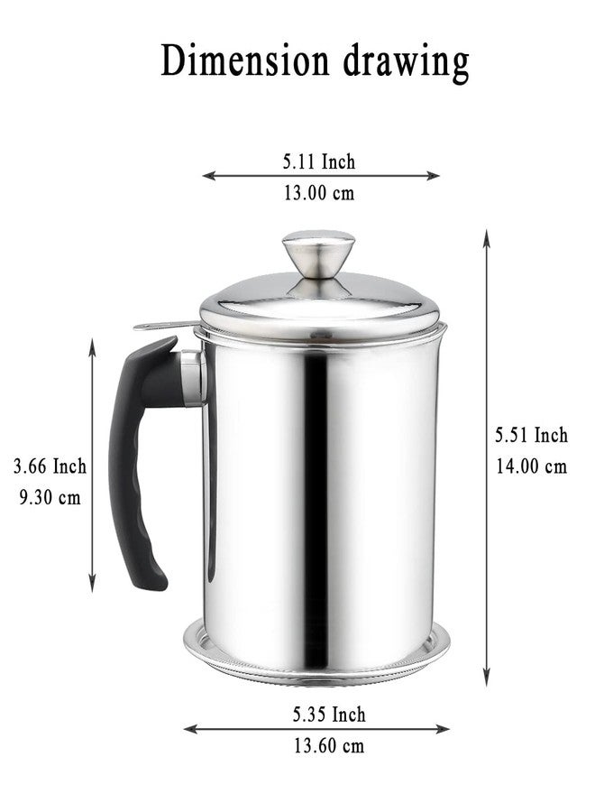 Narah ventures Cooking Oil Container with Strainer Stainless Steel Oil Strainer Pot Oil Filter Pot Frying Container with Removable Filter Anti-Scalding Handheld - Image 2